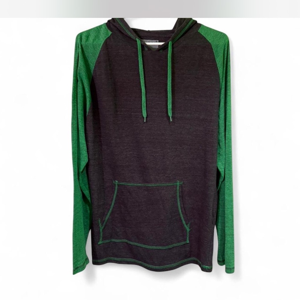 Vintage Retro 2000s pullover cotton blended sweatshirt gray and green hoodie XL